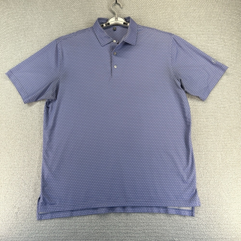 Peter Millar Shirt Mens XL Blue Geometric Golf Polo Summer Comfort Performance